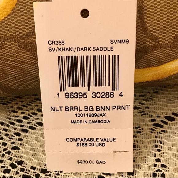 NWT Coach Nolita Barrel Bag In Signature Canvas With Banana Print - Picture 11 of 11